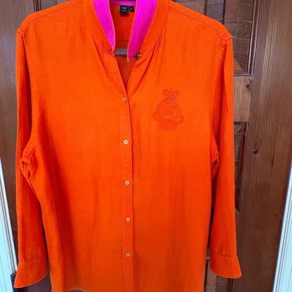 Ralph Lauren linen blouse with 3/4 sleeves - Picture 1 of 3
